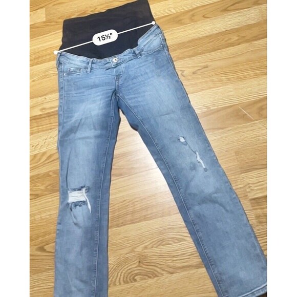 H&M Women Distressed Skinny Ankle High Rib Mama Maternity Denim Blue Jeans Sz 10 - Picture 5 of 12